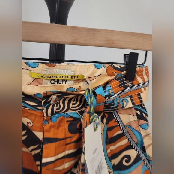 CHUFY KATHMANDU HEIGHTS Keket Shorts Pleated Navy Boho Belted Tie Small NWT - Picture 3 of 9